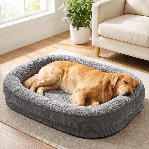 Orthopädisches Hundebett 107x76cm mit Memory-Schaum, Grau
