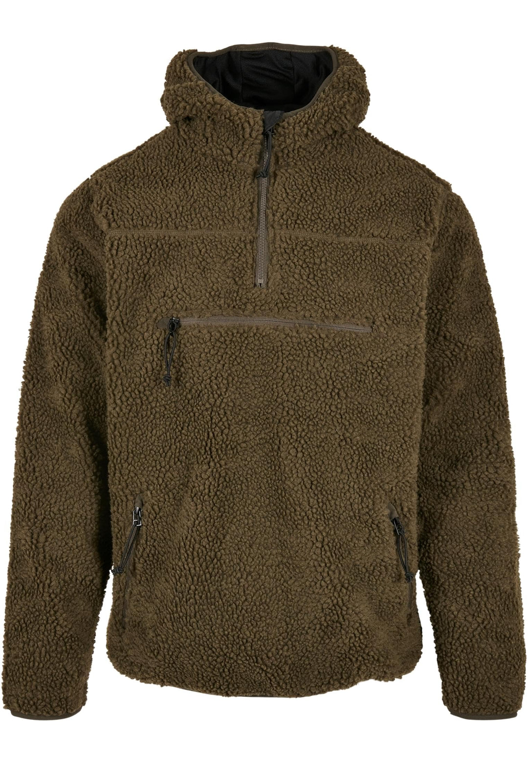 Fleece Kapuzenpullover Teddy-Fleece mit Kapuze und Taschen, Oliv, XL - Bild 8