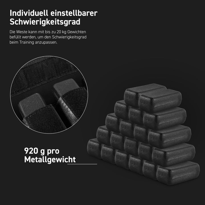 Gewichtsweste verstellbar 20 kg Nylon für Krafttraining &amp; Joggen - Bild 4