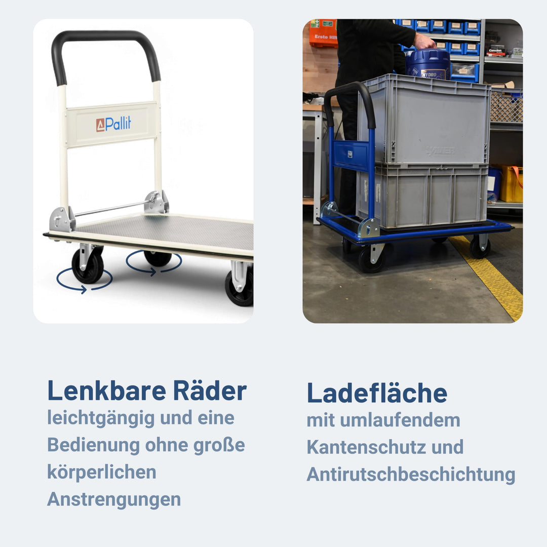 Plattformwagen klappbar 150 kg mit Anti-Rutsch-Beschichtung Stahl - Bild 4