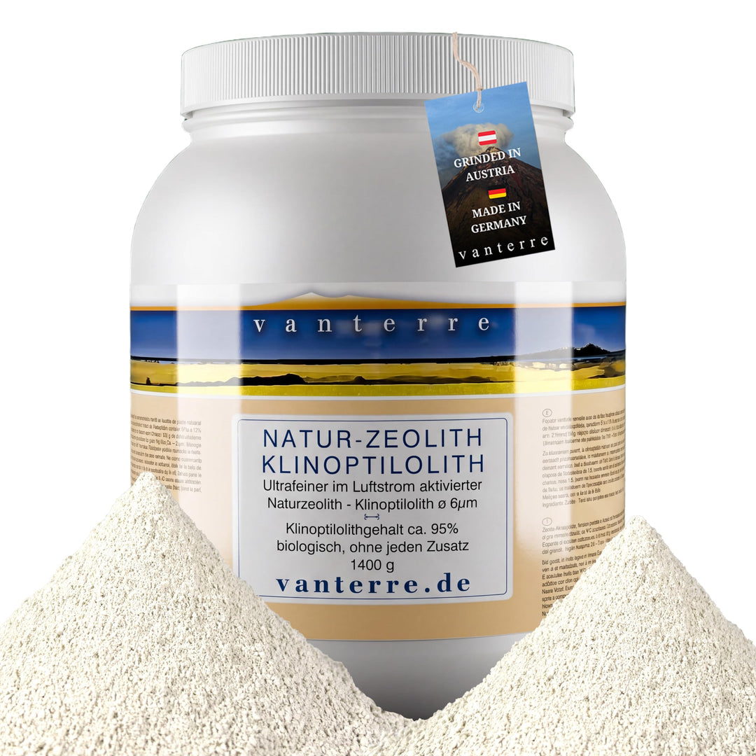 Zeolith Klinoptilolith ultrafein 6µm 1400g in HDPE-Dose