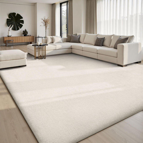 Flauschiger Hochflor Teppich Creme 200x300cm mit Rutschstopp
