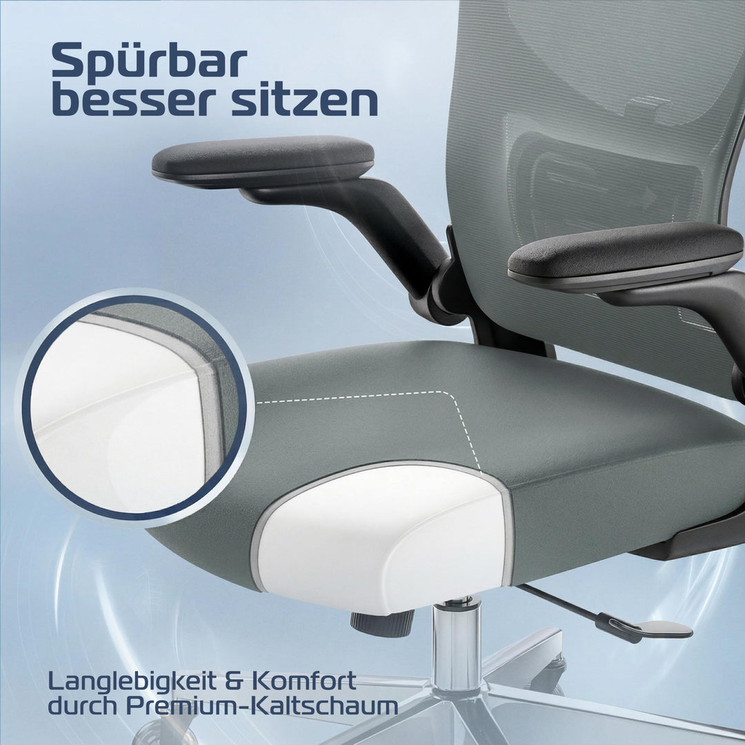 Bürostuhl Ergonomisch Netz-Mesh Lendenstütze 3D-Armlehnen 150 kg - Bild 7