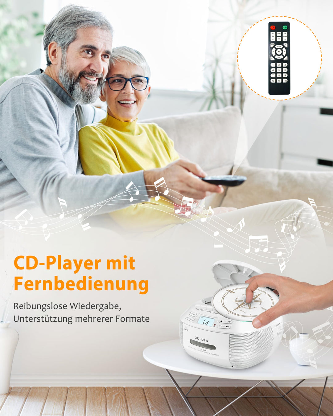 CD-Player Boombox mit Kassette, Bluetooth 5.1 und UKW-Radio - Bild 2