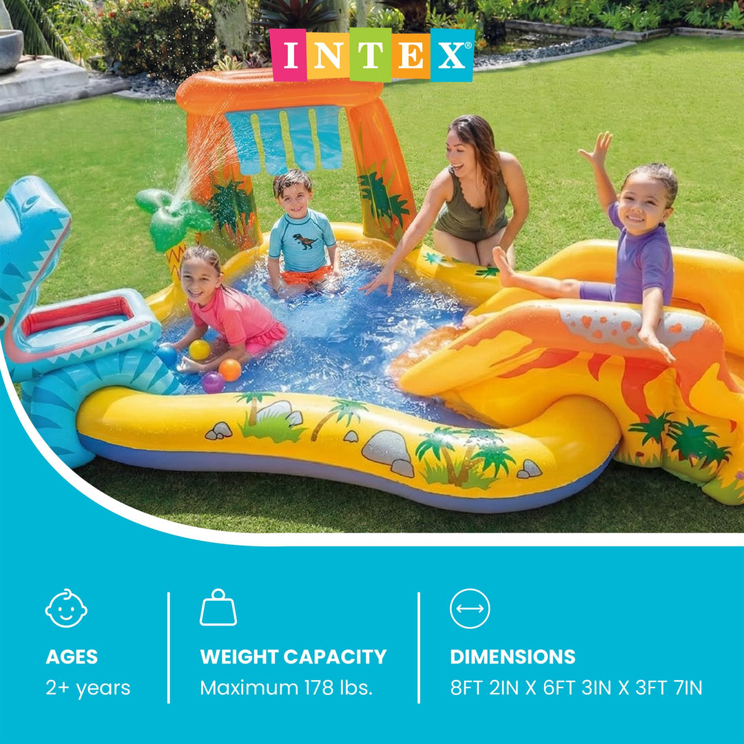Aufblasbarer Wasserspielplatz Dinosaurier mit Rutsche und Sprinkler 249x191x109 cm - Bild 2