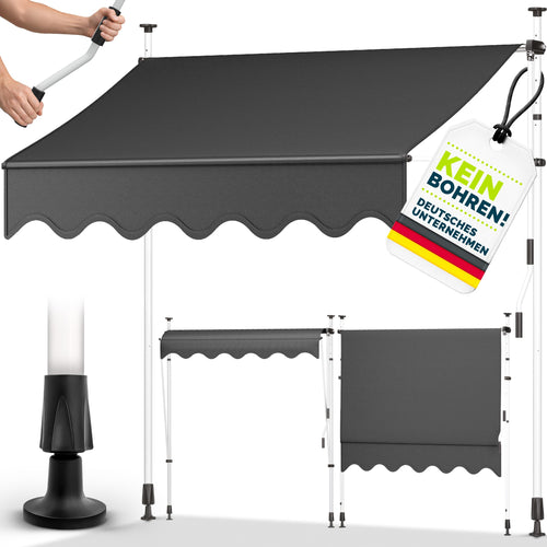 Klemmmarkise 250 cm mit Handkurbel ohne Bohren Balkon Terrasse