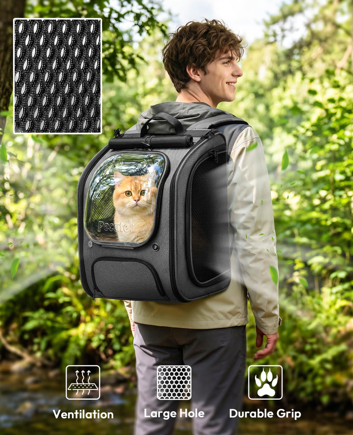 Haustier-Rucksack Katze Hund bis 5 kg mit Sichtfenster Grau - Bild 4