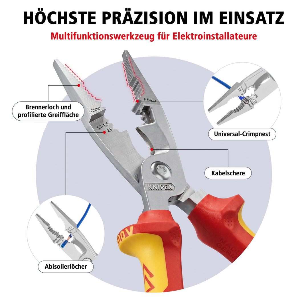 Elektro-Installationszange VDE 6-in-1 200 mm für Elektroinstallation - Bild 3