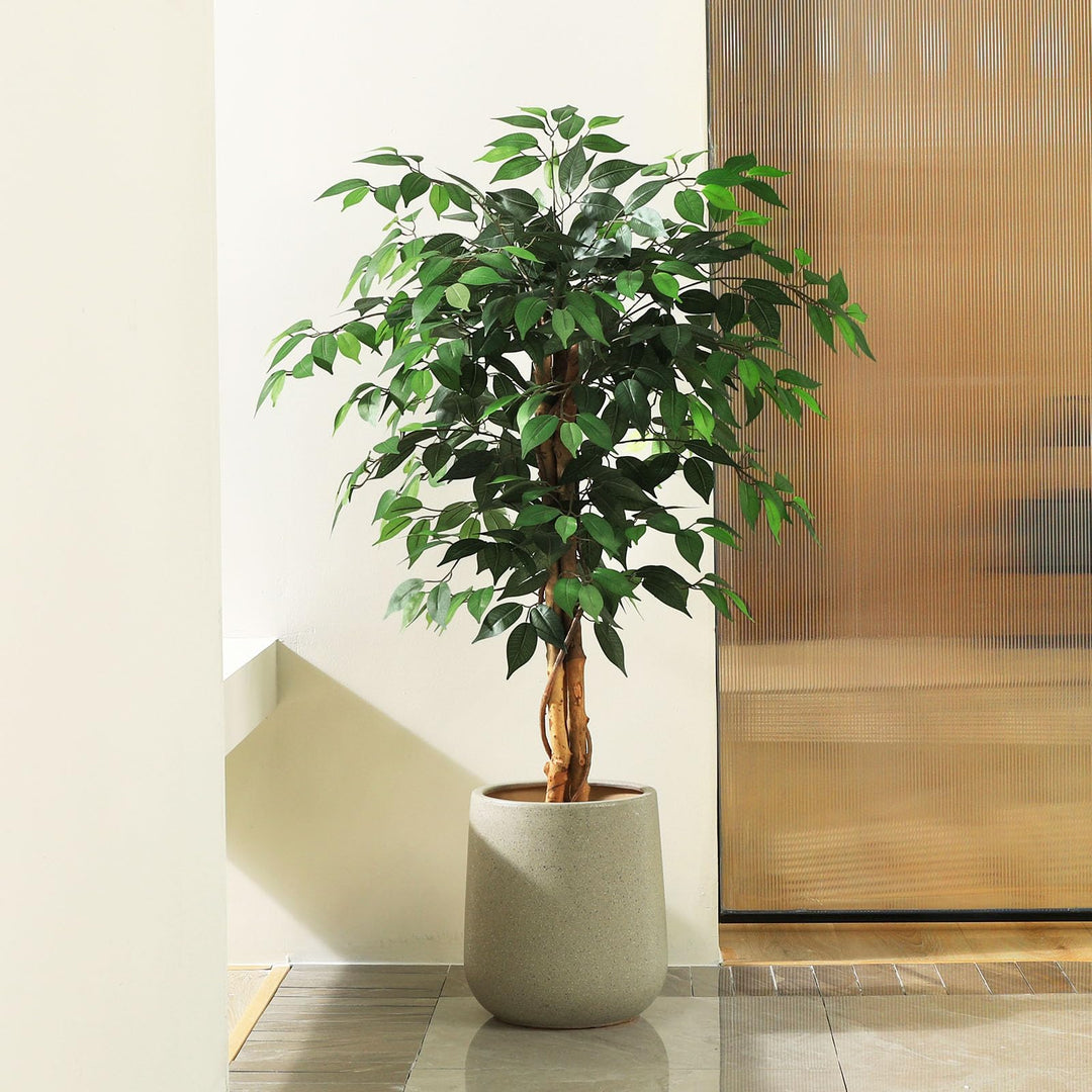Kunstpflanze Ficusbaum 120 cm mit Naturholzstamm für Innen - Bild 2