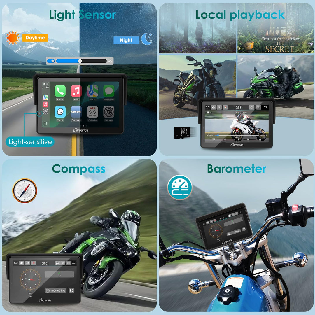 Motorrad Navi 5 Zoll mit kabellosem CarPlay &amp; Android Auto wasserdicht - Bild 7