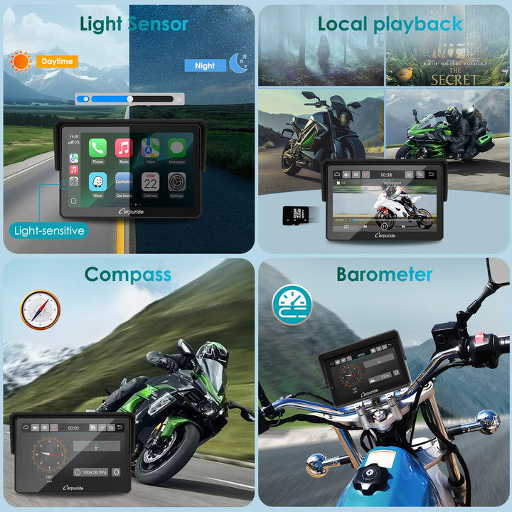 Motorrad Navi 5 Zoll mit kabellosem CarPlay &amp; Android Auto wasserdicht - Bild 7