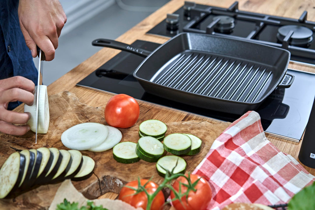 Grillpfanne Gusseisen emailliert quadratisch 30 cm Induktion - Bild 5