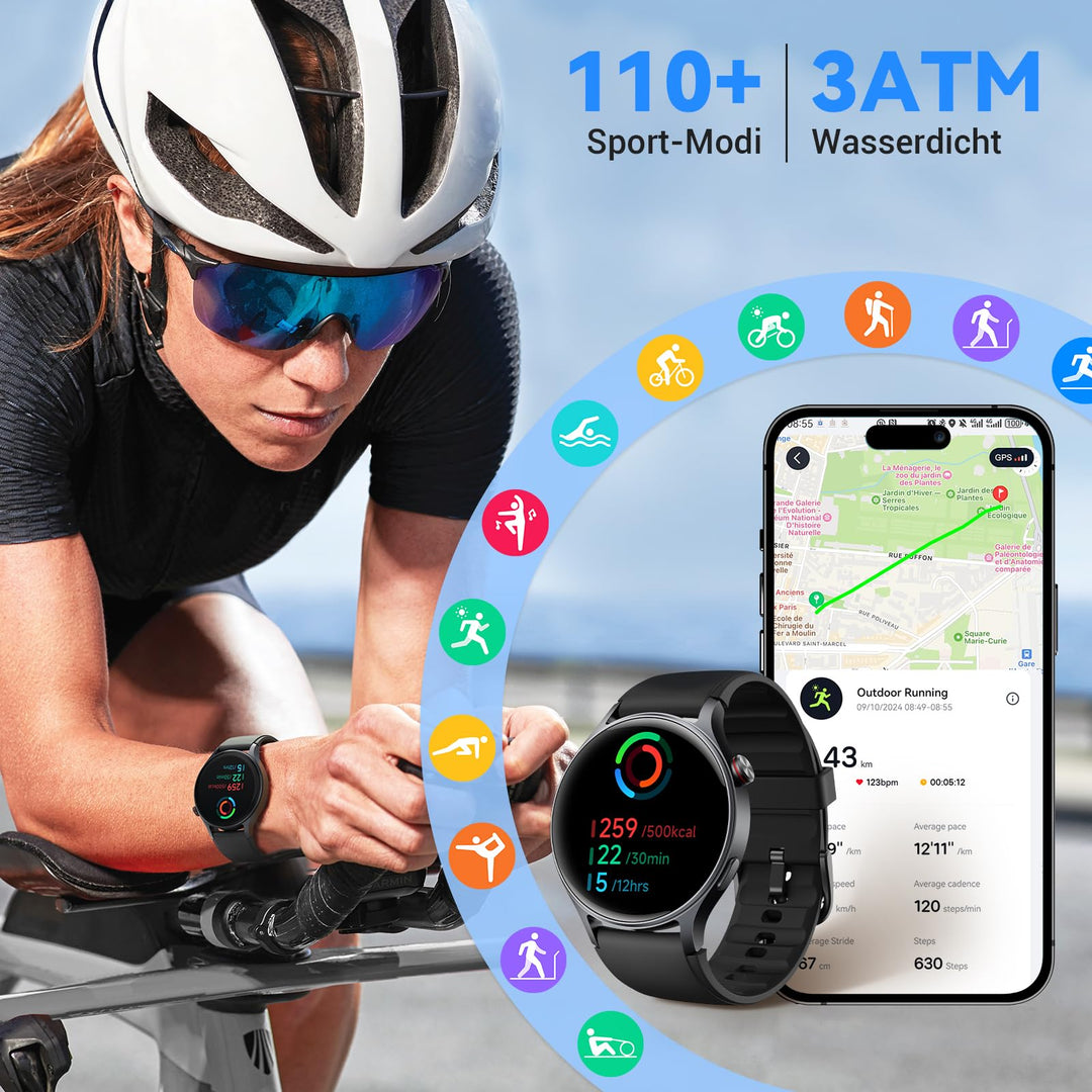 Smartwatch mit Telefonfunktion 1,32" AMOLED 110+ Sportmodi 3ATM - Bild 5