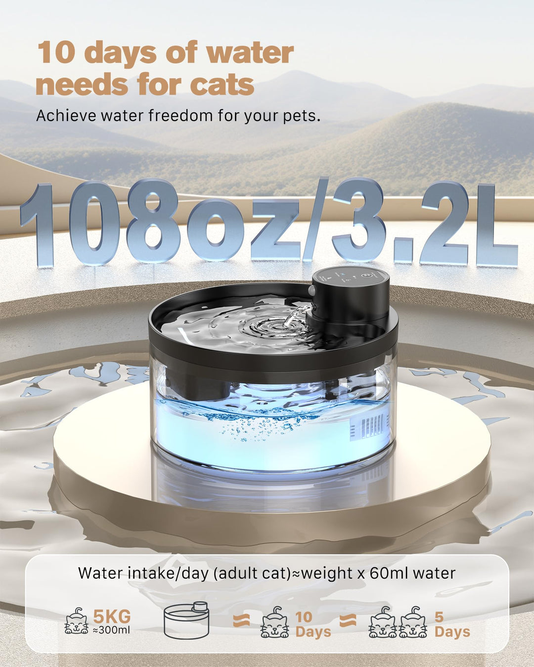 Katzenbrunnen kabellos 3,2 L mit Bewegungsmelder und 4200mAh Akku - Bild 7