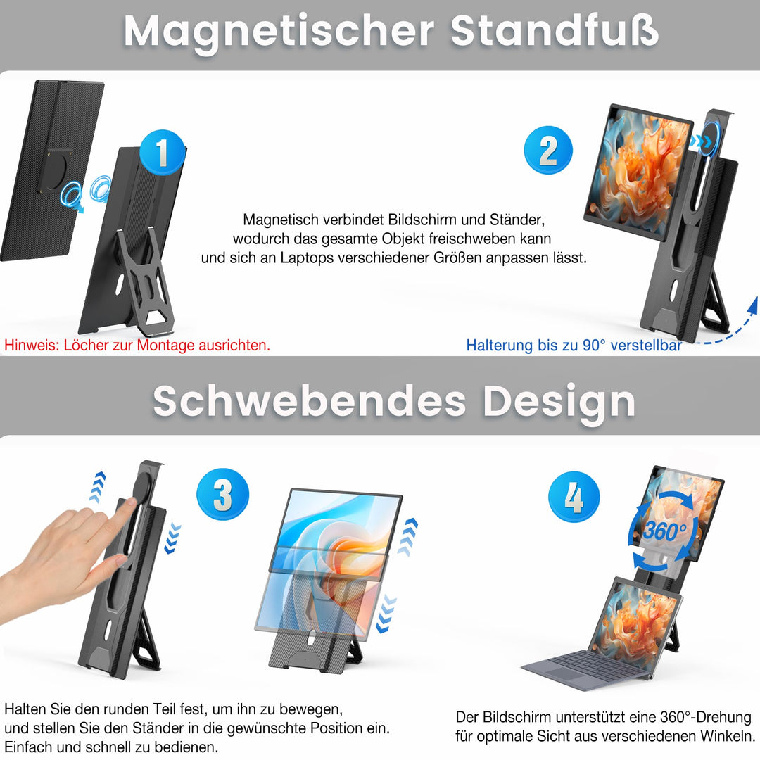 Tragbarer Monitor 16 Zoll Full HD IPS 360° drehbar VESA - Bild 5