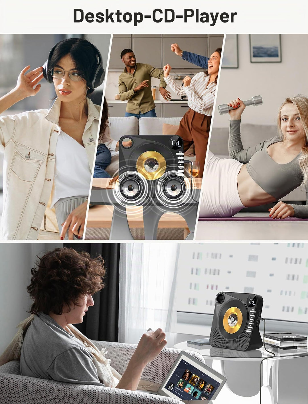CD Player mit Bluetooth 5.1 und Dual-Lautsprecher, 5 EQ-Modi - Bild 10