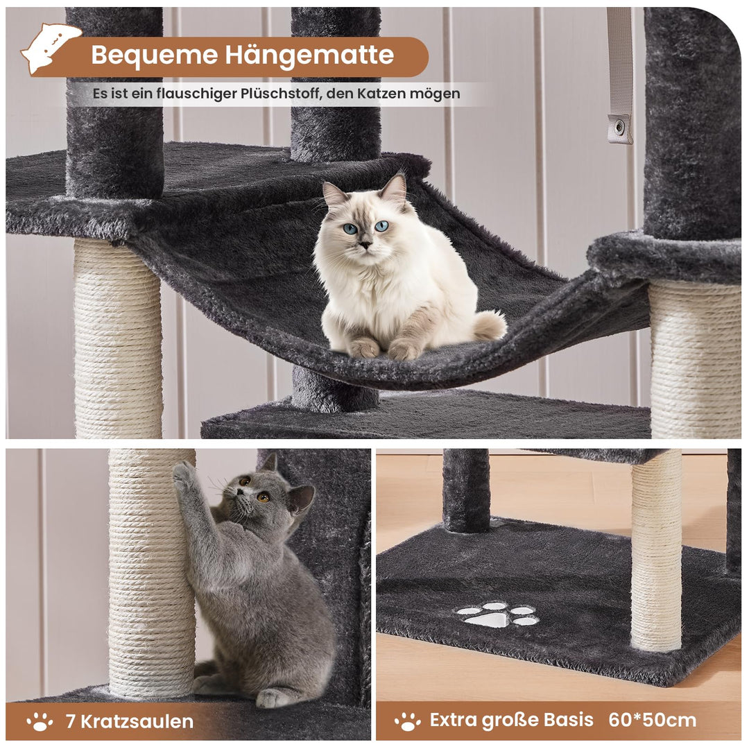 Katzenbaum XXL mit 3 Plattformen, 2 Höhlen und Sisalsäulen für grosse Katzen - Bild 5