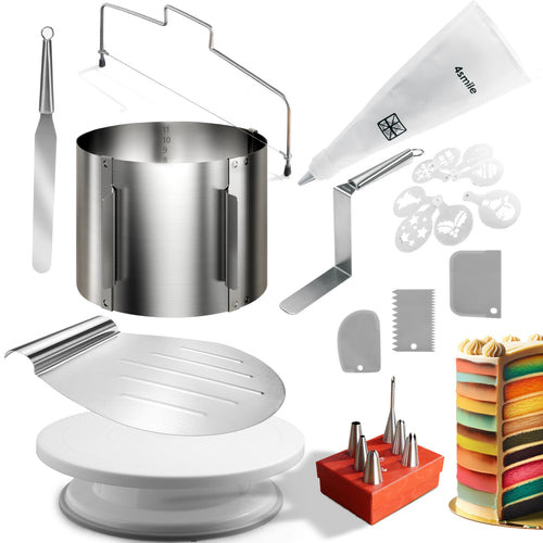 Torten-Set 24-teilig mit Tortenring 12 cm hoch verstellbar Edelstahl