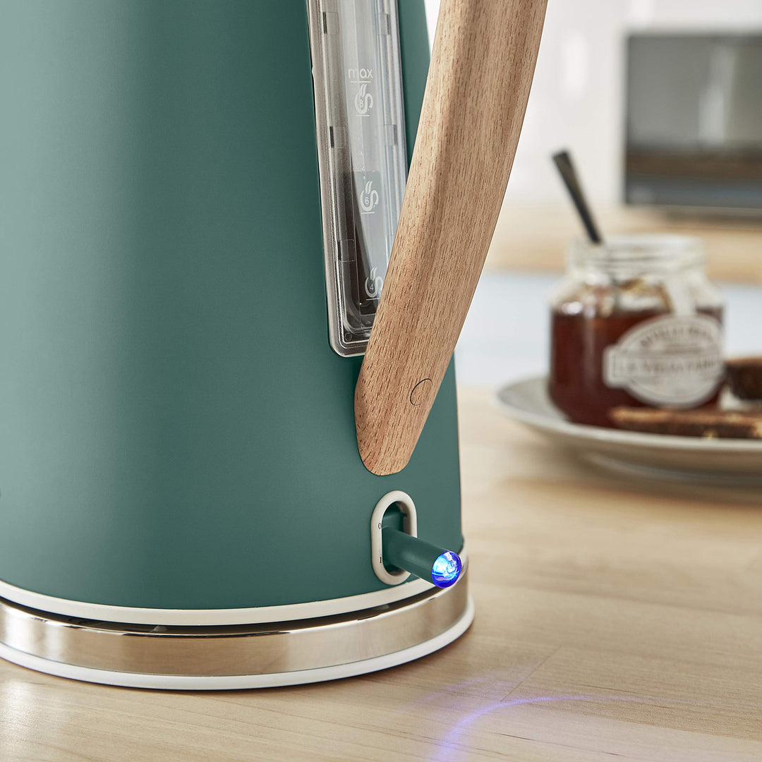 Wasserkocher 1,7 l 2200 W Edelstahl Grün mit Holzgriff kabellos - Bild 5
