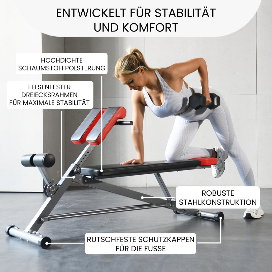 Hantelbank Multifunktional mit Bauch- und Rückentrainer 25 Übungen - Bild 6