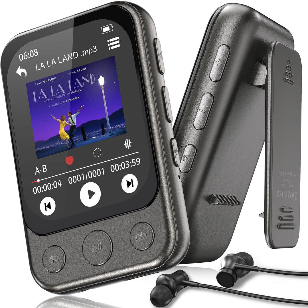 MP3 Player 64GB Bluetooth 5.3 Clip Touchscreen Lautsprecher
