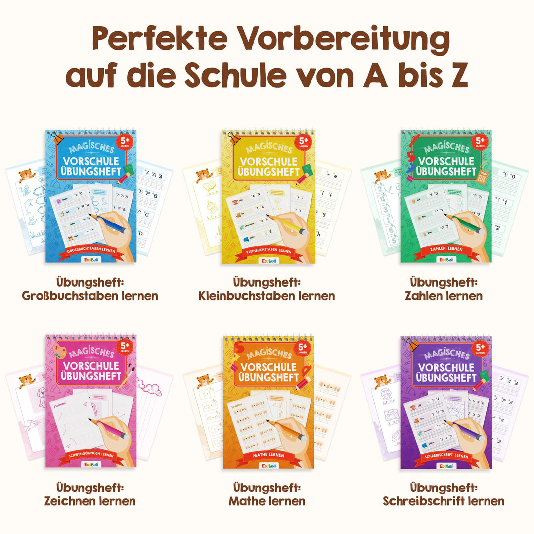 Schreiblernhefte Vorschule wiederverwendbar 6er Set mit Stift ab 5 - Bild 4