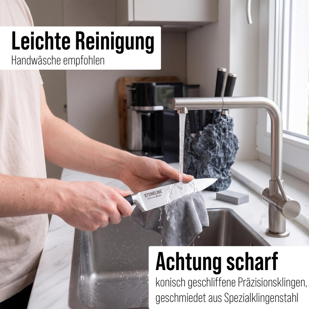 Messerblock bestückt 5-teilig Edelstahl Felsform mit Schleifstein - Bild 7