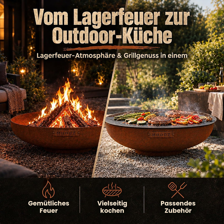 Feuerschale Cortenstahl Ø 100 cm mit Ringfuss für Garten - Bild 3