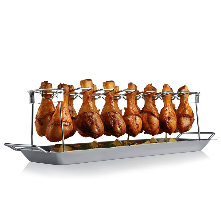 Hähnchenschenkel Halter Edelstahl 14er Rack klappbar Grill &amp; Backofen - Bild 3
