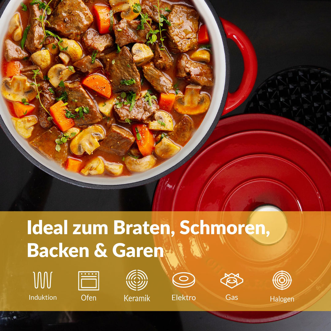 Gusseisen Cocotte emailliert 26 cm 4,7 L für alle Herdarten - Bild 6