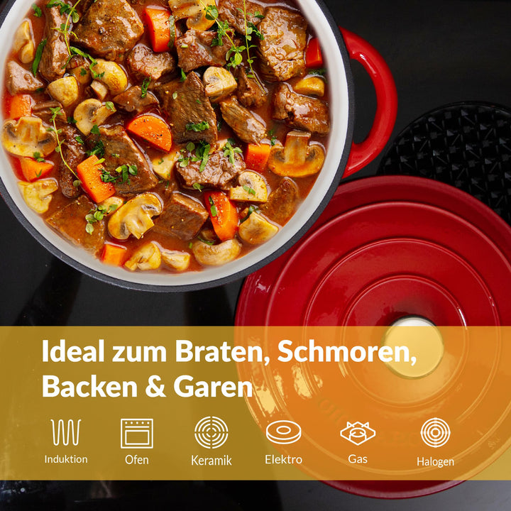 Gusseisen Cocotte emailliert 26 cm 4,7 L für alle Herdarten - Bild 6
