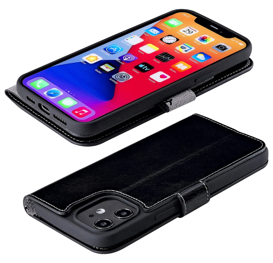 Handy-Lederhülle iPhone 12 mini Echtleder Slim mit 3 Kartenfächern - Bild 5