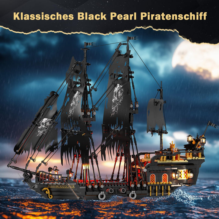 Piratenschiff Klemmbaustein-Modell mit LED-Beleuchtung 1713 Teile - Bild 2