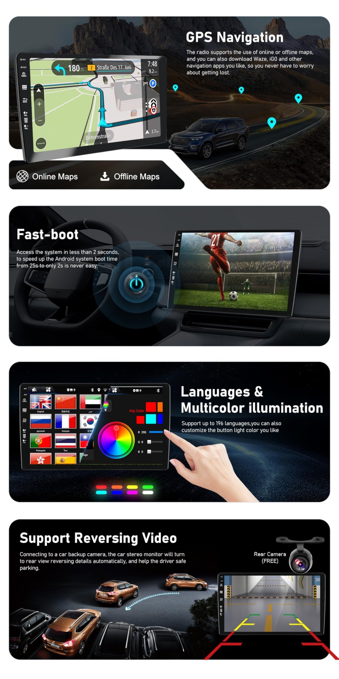 Autoradio 2 Din Android 12 für Ford Focus Mondeo S-Max 7 Zoll GPS - Bild 6