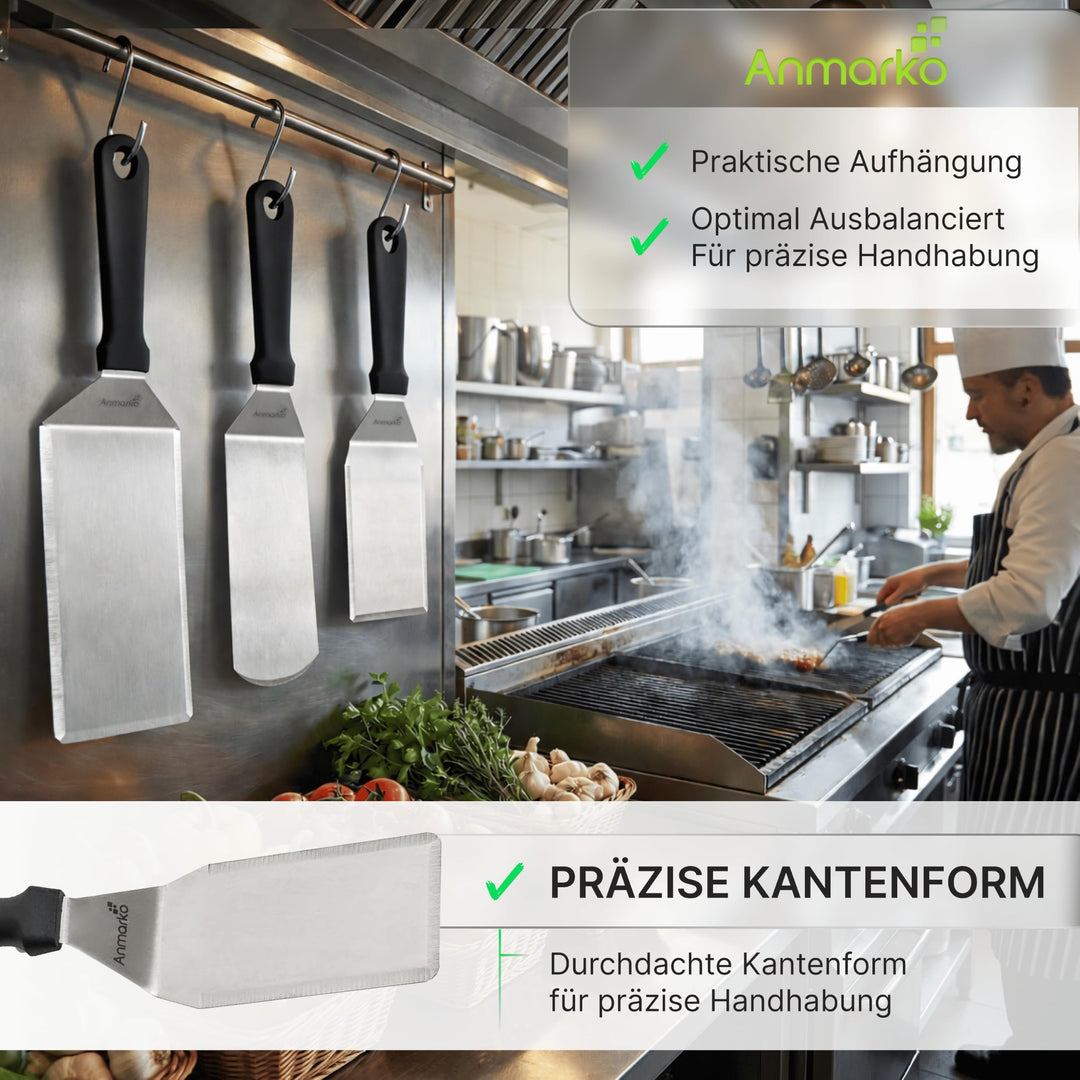 Pfannenwender-Set Edelstahl 4-teilig für Grill und Pfanne - Bild 5