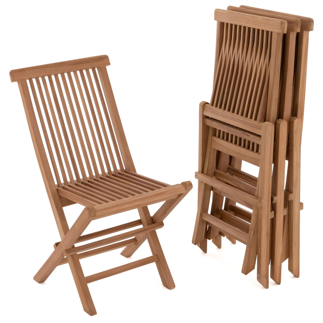 Klappstuhl Teakholz 4er-Set klappbar für Garten und Balkon - Bild 2