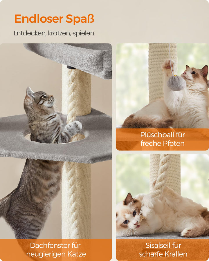 Kratzbaum XXL Sisal 186 cm hoch 5 Ebenen für mehrere Katzen - Bild 7