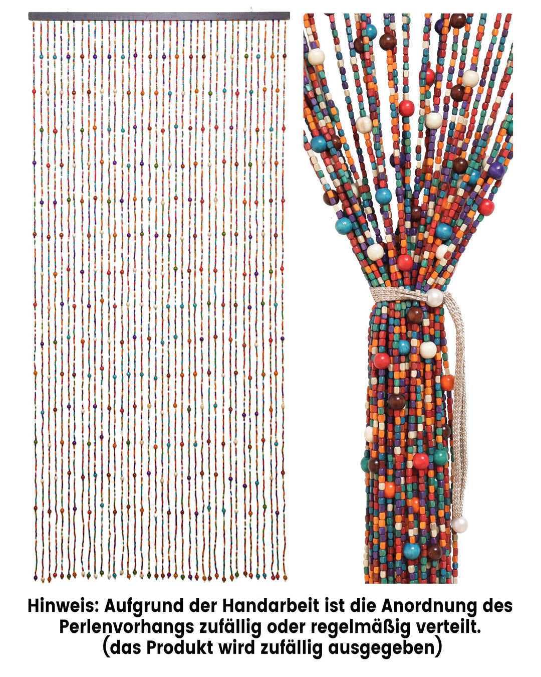 Perlenvorhang Bambus Bunt 90x200cm 38 Straenge als Raumteiler - Bild 5