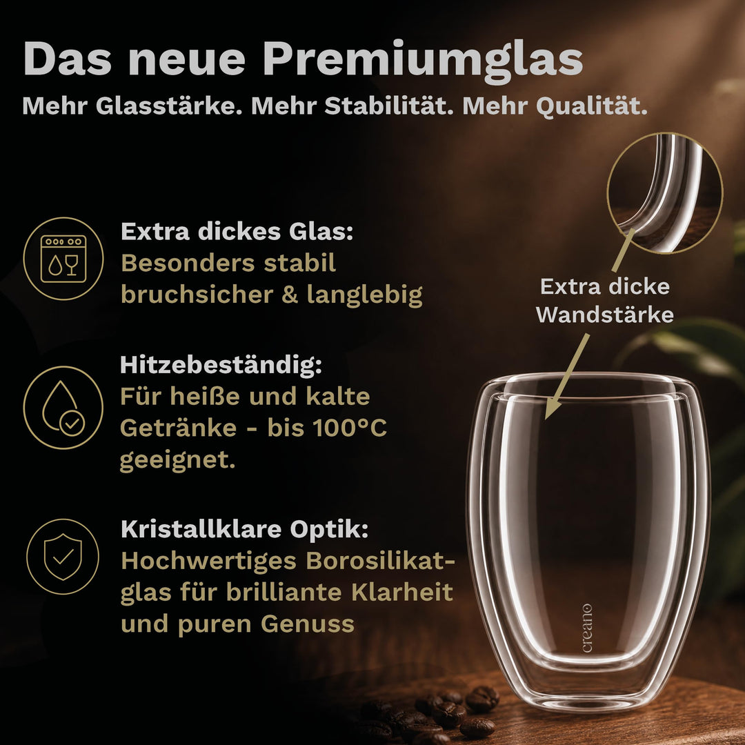 Doppelwandige Trinkgläser Borosilikat 250ml 6er-Set Heiß &amp; Kalt - Bild 4