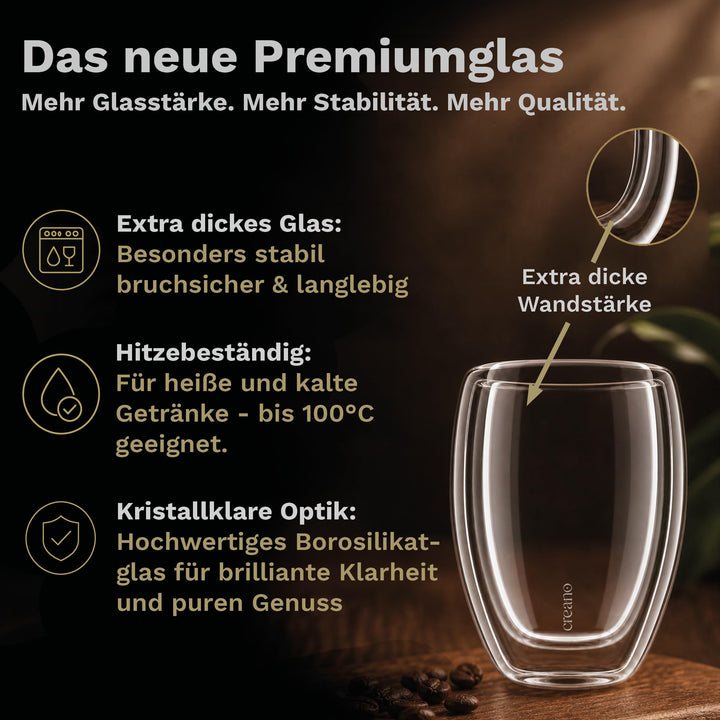 Doppelwandige Trinkgläser Borosilikat 250ml 6er-Set Heiß &amp; Kalt - Bild 4