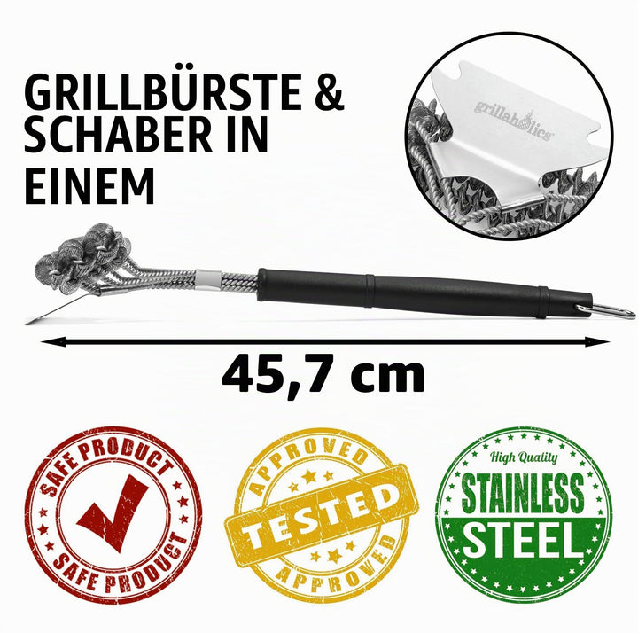 Grillbürste borstenlos Edelstahl 3-in-1 Kopf 45 cm - Bild 3