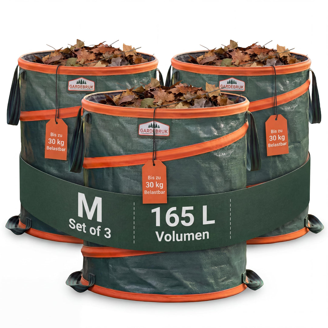Gartenabfallsack Pop-Up 3er-Set 165 L Polyethylen mit Kordel