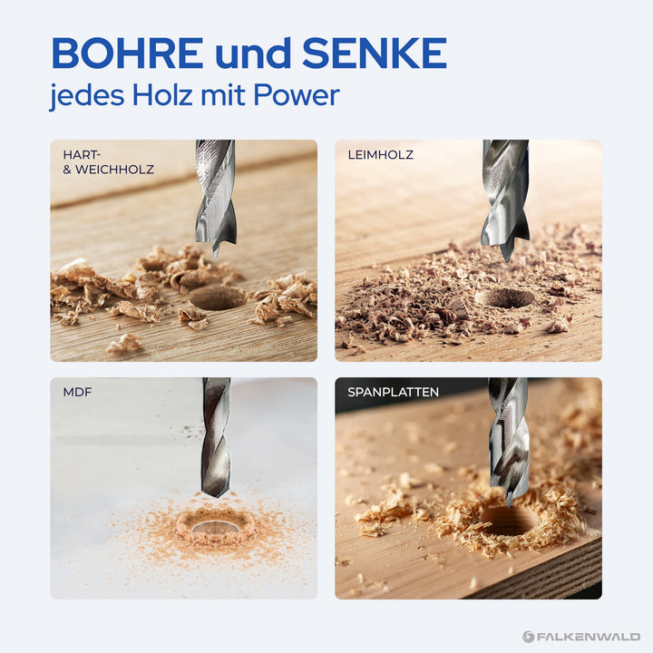 Holzbohrer Set HSS-G 1-13mm mit Kegelsenker 26-teilig - Bild 2