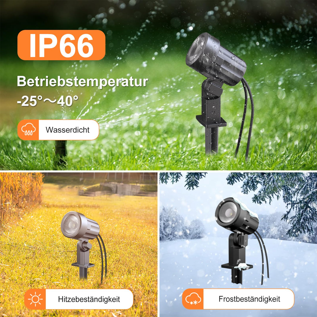 Solar Gartenstrahler 6er-Set 2700K warmweiss IP66 600lm 3 Stufen - Bild 3