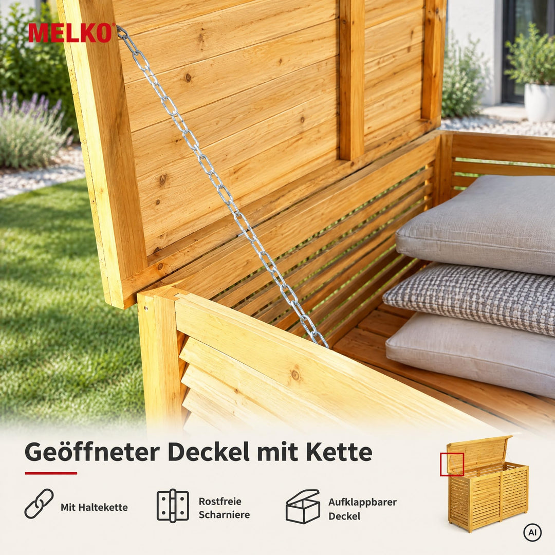 Auflagenbox Holz 170x50x58 cm Gartentruhe für Kissen und Polster - Bild 6