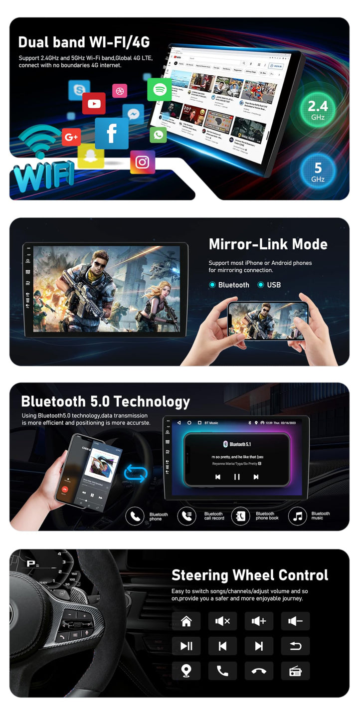 Autoradio 2 Din Android 12 für Ford Focus Mondeo S-Max 7 Zoll GPS - Bild 4