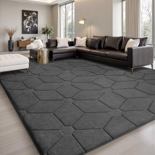 Flauschiger Teppich Dunkelgrau 160x230 cm mit Antirutsch-Boden