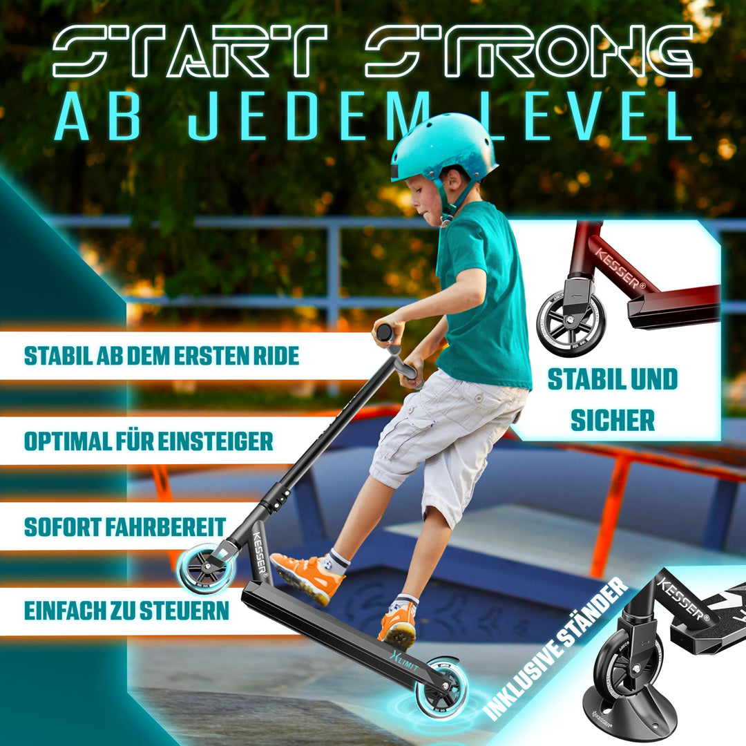 Stunt Scooter 360° Lenkung Aluminium ABEC-9 100mm PU-Räder Kinder Erwachsene - Bild 3