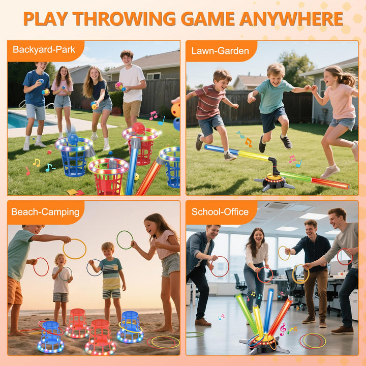 Ringwurfspiel 3-in-1 mit LED, Musik &amp; Drehteller für Kinder - Bild 7