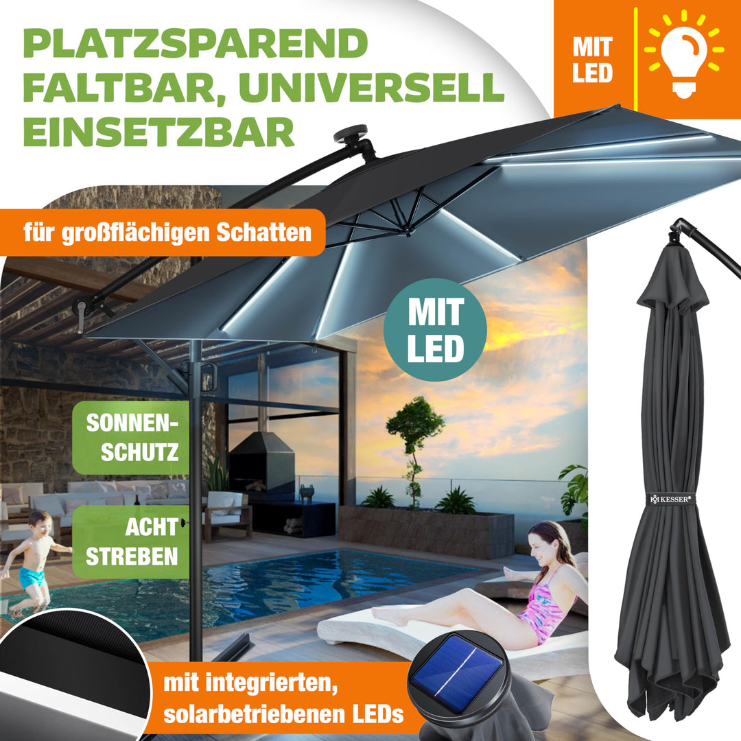 Ampelschirm Rechteckig 250x250 cm Aluminium UV-Schutz mit Kurbel - Bild 4